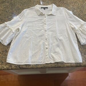 Marc New York White Button Down Shirt with Ruffle Sleeves